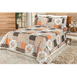 Cobre Leito La Bella Colcha Casal Padrão 3 Pç Patchwork Cor Patchwork Laranja