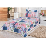 Cobre Leito La Bella Colcha Solteiro 2 Pçs Patchwork Laranja