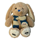 Coelho De Pelúcia Com Cachecol Azul 23cm Altura