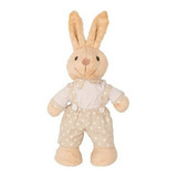 Coelho Em Pé De Pelúcia Roupa Poá Bege G 40cm