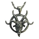 Colar Baphomet Pentagrama Invertido Bode Goetia Aço Inox.03