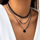 Colar Bijuteria Festa Luxo Charme Corrente Triplo 18o28