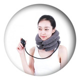Colar Cervical Inflável Almofada Pescoço Viagem Cinza B2615