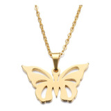 Colar Com Pingente Borboleta Folheado Feminino