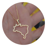 Colar Com Pingente Mapa Do Brasil Folheado Banhado Ouro 18k