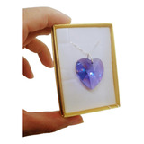 Colar Coração Cristal Swarovski Violet Blue
