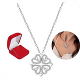 Colar Cordão Coração Trevo Feminino 4 Folhas Zircônia Luxo