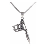 Colar Cordão Masculino + Pingente Máquina Tatuagem Vintage