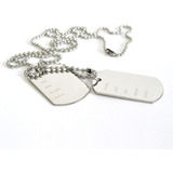 Colar Corrente Aço Militar Dog Tag Exército Dupla