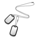 Colar Corrente Placa Exercito Tag Lisa Aço Com Silenciadores