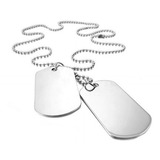 Colar Corrente Placa Lisa Dog Tag Sem Licenciadores Aço Inox