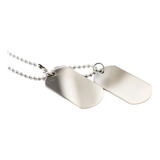 Colar Corrente Placa Sem Identificação Exército Dog Tag Aço