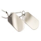 Colar Corrente Placa Sem Identificação Militar Dog Tag Aço