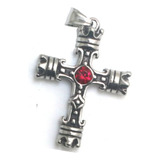 Colar Cruz Real Coroas Medieval Templário Unilateral Aço 