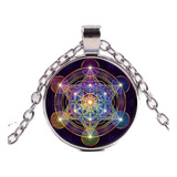 Colar Cubo Metatron Geometria Sagrada Hexagrama