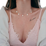 Colar De Choker Medalhinhas Em Prata 925 Corrente Medalhas