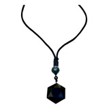 Colar Difusor Hexagrama Obsidiana Negra + Pedra Vulcânica 
