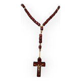 Colar E Pulseira Terço Madeira Homens Crucifixo Moderno