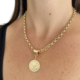Colar Feminino 6mm Com Espirito Santo Folheado A Ouro