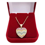 Colar Feminino Coração Zirconia Semi Joia Banhado Ouro