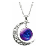 Colar Feminino Corrente Lua Universo Galaxia Nebulosas 3d