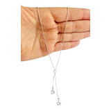 Colar Feminino Gravata Com Pedras Zircônia Folheada A Prata.