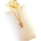 Colar Filha Ou Filho Com Pedrinhas Banhado A Ouro 18k Lindo