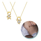Colar Filhos: Menino Ou Menina Banhado Ouro 18k C/ Garantia