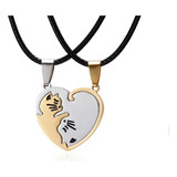 Colar Gatinhos Duplo Gato Aço Inox Amizade Amor Yin Yang