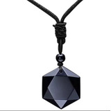 Colar Hexagrama Obsidiana Cristal Vulcânico Pedra Negra
