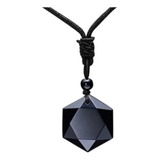 Colar Hexagrama Pedra Obsidiana Negra Estrela Hexagonal