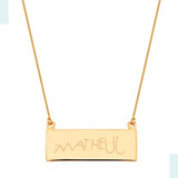 Colar Horizontal Com Nome Gravado Personalizado Banhado Ouro