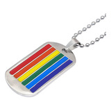 Colar Lgbt Tag Bandeira Orgulho Arco Iris Aço Inoxidável