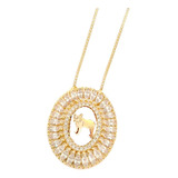 Colar Mandala Buldogue Francês Com Zircônia - Banho Ouro 18k