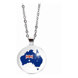 Colar Mapa E Bandeira Da Austrália Unissex