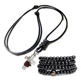 Colar Masculino Abercrombie Cruz Aliança + Pulseira Tibetana