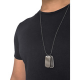 Colar Masculino Corrente Militar Pingente Dog Tag Grafite