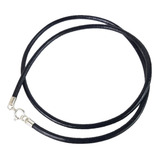 Colar Masculino Couro 60cm Cordão 3mm Fecho Prata 925 Maciça