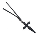 Colar Masculino Couro Pingente Crucifixo Trindade Cruz