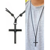 Colar Masculino Crucifixo Cruz Cordão Ajustável