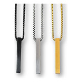 Colar Masculino Pingente Pendulo Palito 60 Ou 70cm Aço Inox