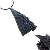 Colar Pedra Vassoura Bruxa Cianita Negra Defesa E Proteção