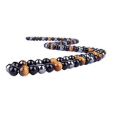 Colar Pedras Mistas Hematita Olho De Tigre Onix - Tam. 70cm