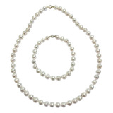Colar Pérolas 8/8,5mm Fecho Mola Ouro 18k