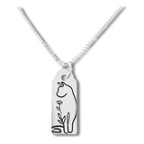 Colar Pet Gatinho Prata 925 Flor Delicado Gato Corrente