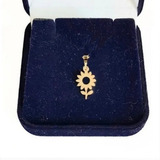 Colar Pingente Flor Girassol Em Ouro 18 Quilates 1cm Ls