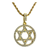 Colar Pingente Hexagrama Estrega Davi Aço Inoxidável Stlr 01