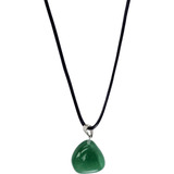 Colar Pingente Quartzo Verde Pedra Natural Cordão Coreano