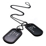 Colar Plaqueta Militar Operacional Dog Tag De Identificação Cor Preto