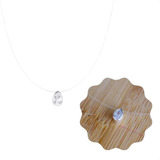 Colar Ponto De Luz Gota Em Prata 925 Legitima Fio De Nylon